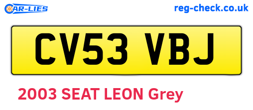 CV53VBJ are the vehicle registration plates.