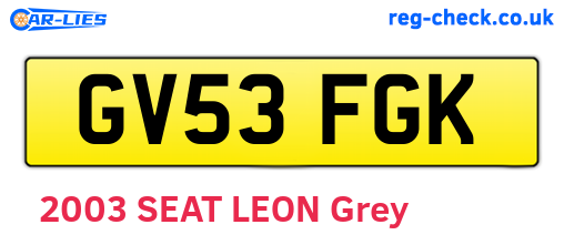 GV53FGK are the vehicle registration plates.