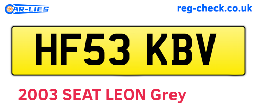 HF53KBV are the vehicle registration plates.