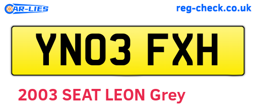 YN03FXH are the vehicle registration plates.