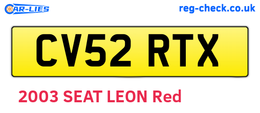 CV52RTX are the vehicle registration plates.