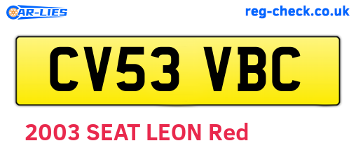 CV53VBC are the vehicle registration plates.