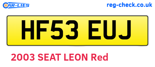 HF53EUJ are the vehicle registration plates.