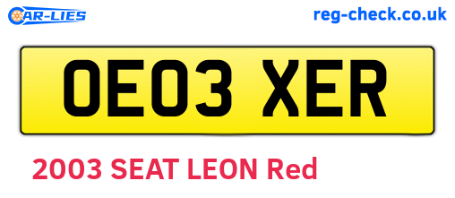 OE03XER are the vehicle registration plates.