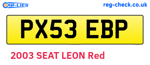 PX53EBP are the vehicle registration plates.