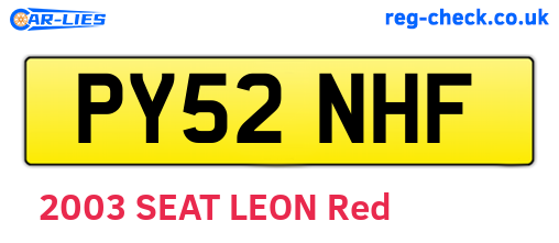 PY52NHF are the vehicle registration plates.