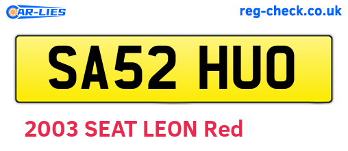 SA52HUO are the vehicle registration plates.