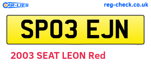 SP03EJN are the vehicle registration plates.