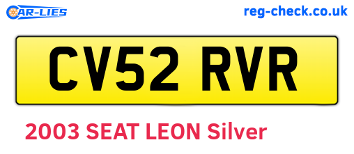 CV52RVR are the vehicle registration plates.