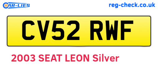 CV52RWF are the vehicle registration plates.