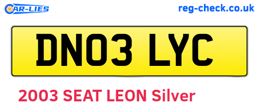 DN03LYC are the vehicle registration plates.
