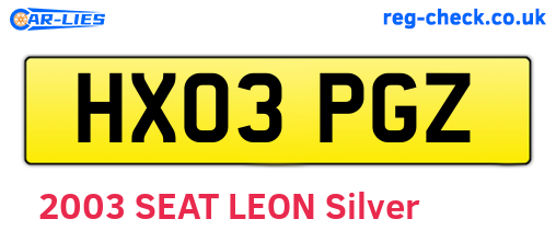 HX03PGZ are the vehicle registration plates.