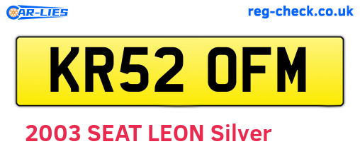 KR52OFM are the vehicle registration plates.