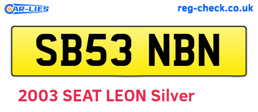 SB53NBN are the vehicle registration plates.