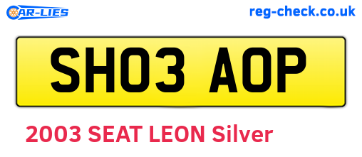 SH03AOP are the vehicle registration plates.