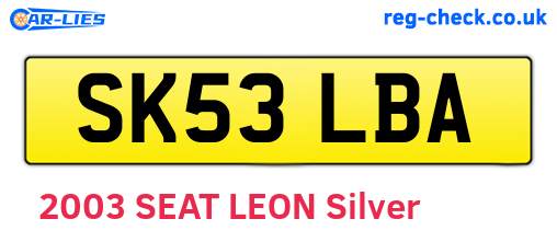 SK53LBA are the vehicle registration plates.