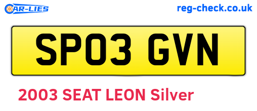 SP03GVN are the vehicle registration plates.