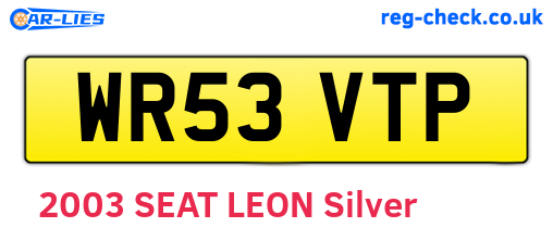 WR53VTP are the vehicle registration plates.