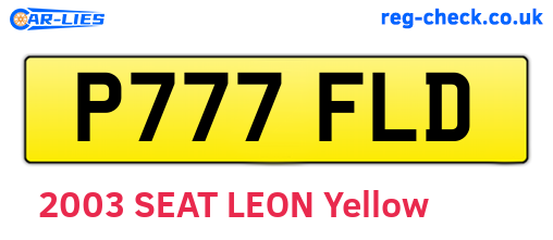 P777FLD are the vehicle registration plates.