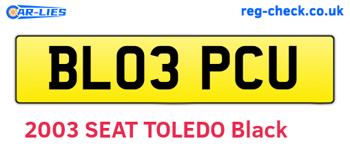 BL03PCU are the vehicle registration plates.
