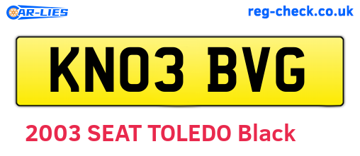 KN03BVG are the vehicle registration plates.
