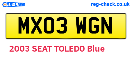 MX03WGN are the vehicle registration plates.