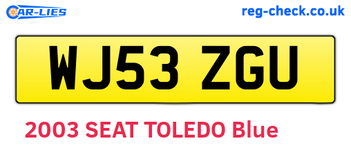 WJ53ZGU are the vehicle registration plates.