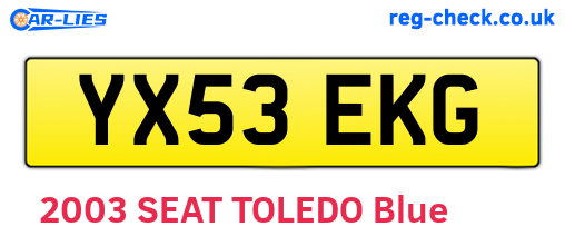 YX53EKG are the vehicle registration plates.