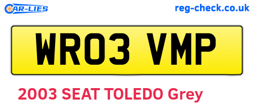 WR03VMP are the vehicle registration plates.