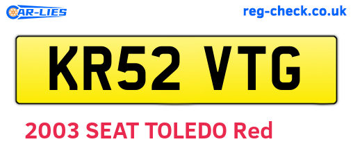 KR52VTG are the vehicle registration plates.