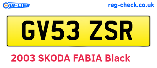 GV53ZSR are the vehicle registration plates.
