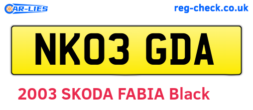 NK03GDA are the vehicle registration plates.