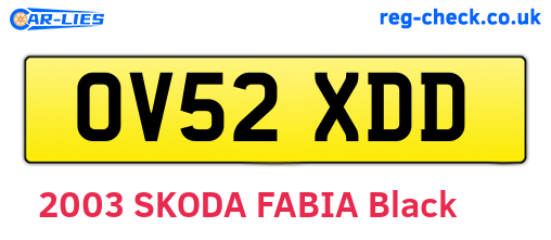 OV52XDD are the vehicle registration plates.