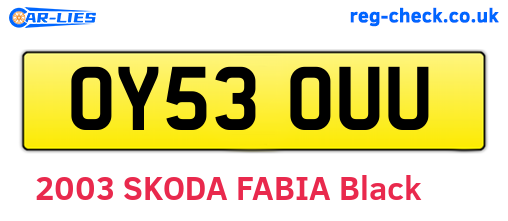 OY53OUU are the vehicle registration plates.