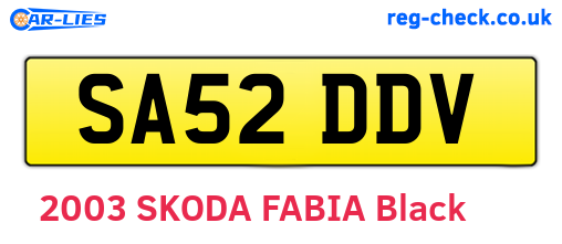 SA52DDV are the vehicle registration plates.