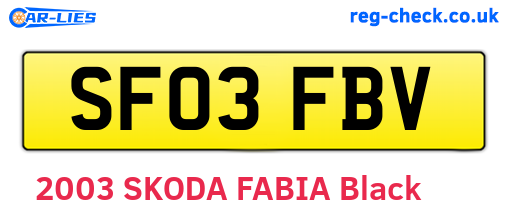 SF03FBV are the vehicle registration plates.