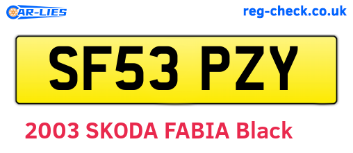 SF53PZY are the vehicle registration plates.