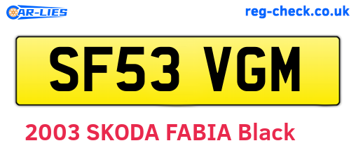 SF53VGM are the vehicle registration plates.