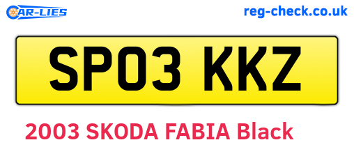 SP03KKZ are the vehicle registration plates.