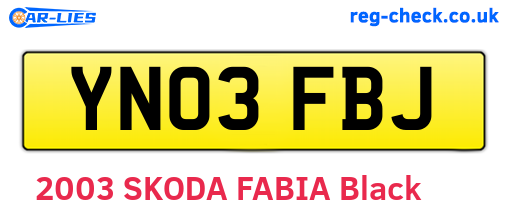 YN03FBJ are the vehicle registration plates.