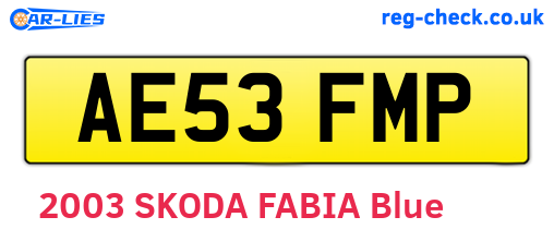 AE53FMP are the vehicle registration plates.