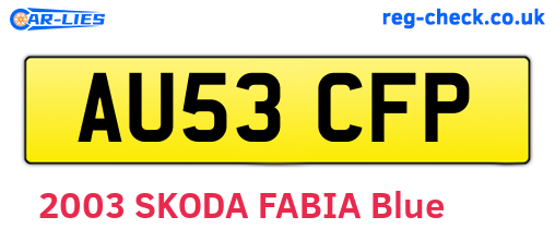 AU53CFP are the vehicle registration plates.