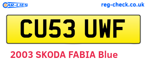 CU53UWF are the vehicle registration plates.