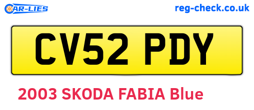 CV52PDY are the vehicle registration plates.