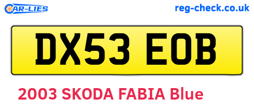 DX53EOB are the vehicle registration plates.