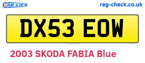 DX53EOW are the vehicle registration plates.