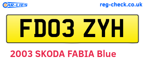 FD03ZYH are the vehicle registration plates.