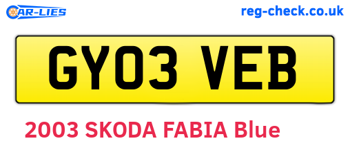 GY03VEB are the vehicle registration plates.