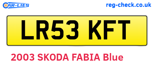 LR53KFT are the vehicle registration plates.