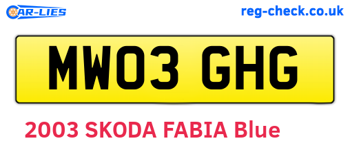 MW03GHG are the vehicle registration plates.